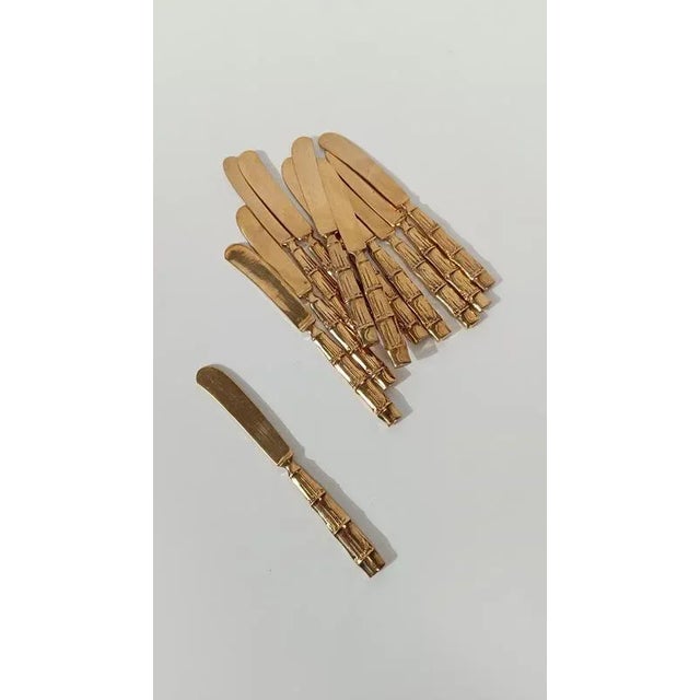 Vintage Brass and Faux Bamboo Flatware Dessert Set, 1970s, Set of 36 For Sale - Image 13 of 15