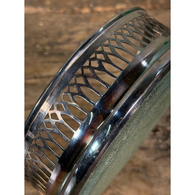 Mid 20th Century Vintage 1940s English Silver Plated Wine Coaster With Wood Base For Sale - Image 5 of 8