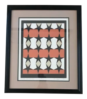 1990s "Stars and Stripes Art" Abstract Lithograph Numbered 3/10, Framed