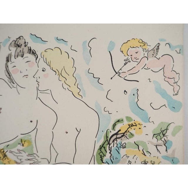 Léonard Tsuguharu Foujita, Couple of Women and Cherubs, Original Engraving For Sale - Image 7 of 8
