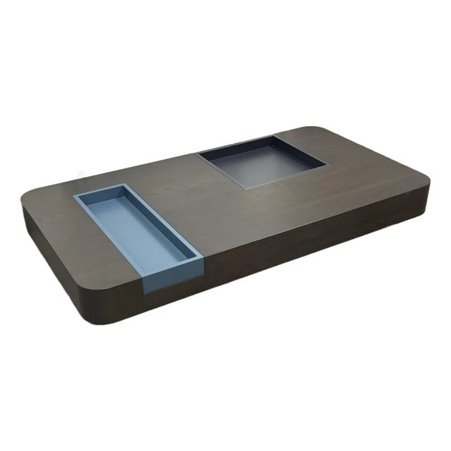 Design Plus Gallery presents the N.Y. Black Larch Coffee Table with Two Removable Trays Designed by Carlo Cumini for...