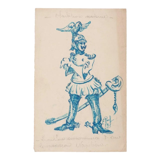 Emile Rouff, New Napoleon, Original Pen Drawing, 1929 For Sale