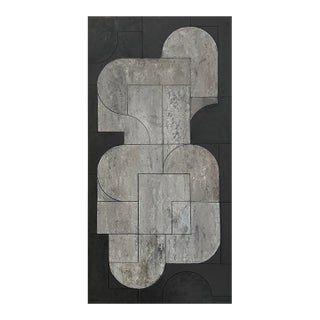 Contemporary Geometric Abstract Oil and Cold Wax Painting Neutral Colors by Stephen Cimini For Sale