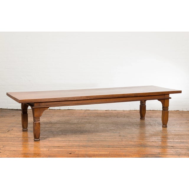 Oversized 19th Century Indonesian Coffee Table with Reeded Edge and Carved Legs For Sale - Image 11 of 13