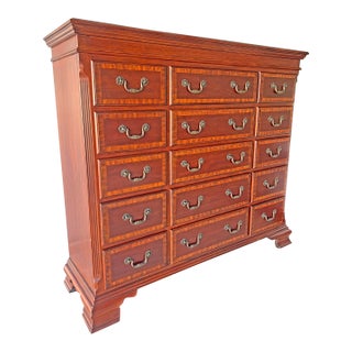 Large 15 Drawer Tall Traditional Wood Dresser Chest of Drawers in Antique Style For Sale