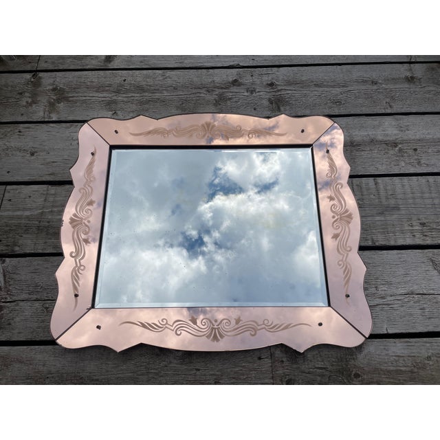 Beige Venetian Pink Mirror, 1950s For Sale - Image 8 of 8
