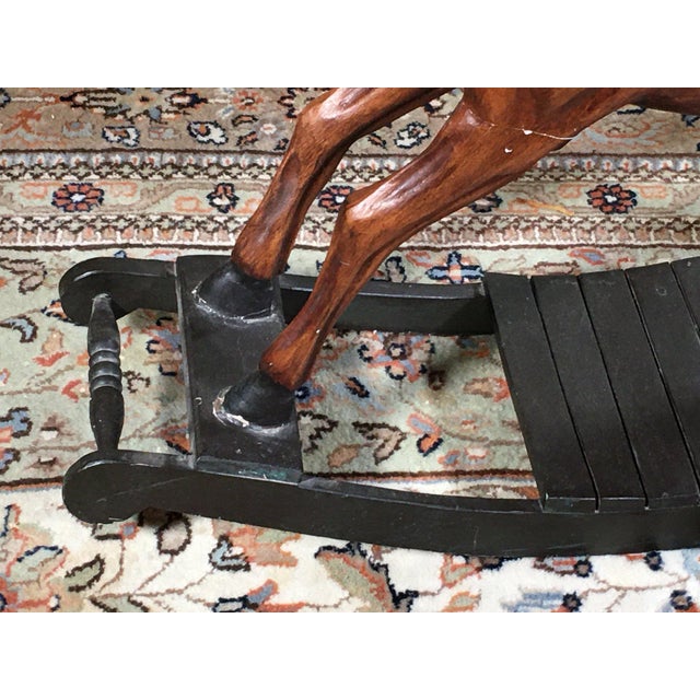 Vintage Carved Wooden Child’s Rocking Horse For Sale - Image 4 of 7