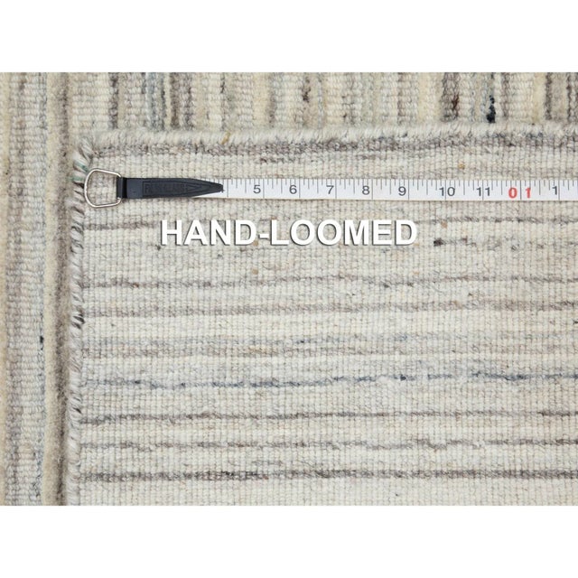 Contemporary 2010s Beige Hand Loomed Organic Wool Modern Runner Oriental Rug For Sale - Image 3 of 9