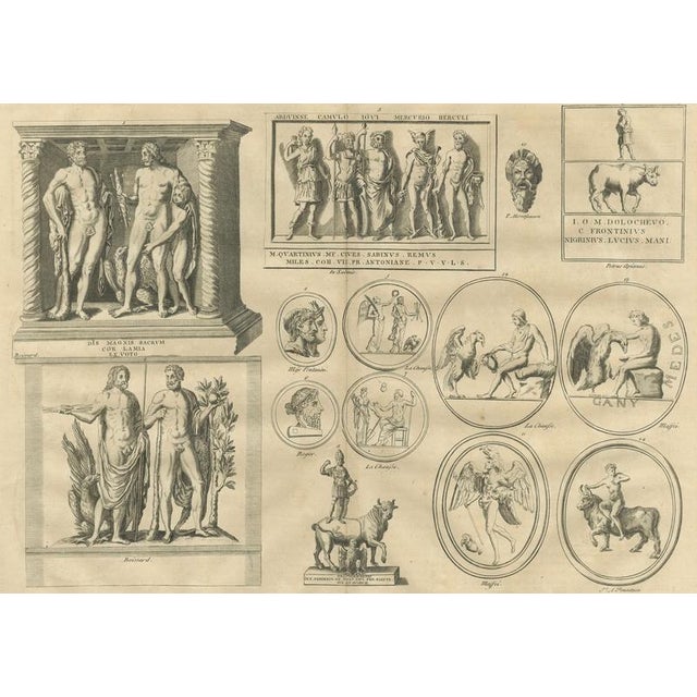After Bernard de Montfaucon, Roman Gods and Mythological Reliefs, 1721, Engraving For Sale - Image 3 of 10