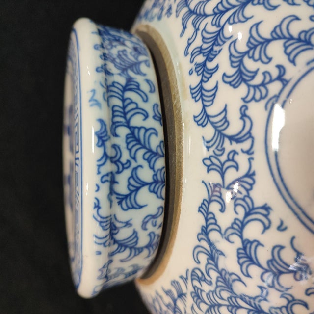 A Pair of Chinese Ceramic Pot,Blue and White Porcelain Lid Jar Hand Painted Double Happies Pattern For Sale - Image 10 of 12