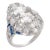 1920s Art Deco Old Cut Diamond Sapphire Navette Platinum Ring, Size 3 For Sale