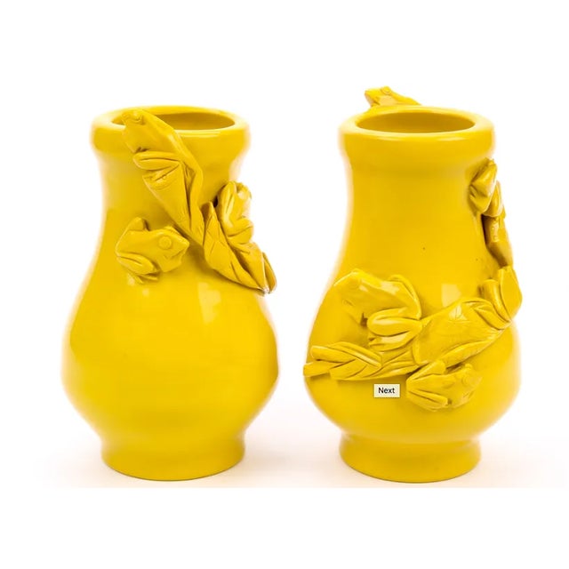 Gold Vintage Yellow Chinese Peking Glass Vases - a Pair For Sale - Image 8 of 9