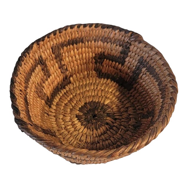 Early 20th Century Geometric Hand Woven Indian Basket For Sale