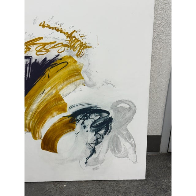 Yellow Jill Moser "Spin" Original Acrylic Canvas Painting For Sale - Image 8 of 12