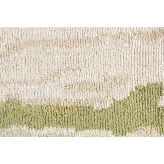 Contemporary Beige Green Runner Geometric Floral Silk Rug by Rug & Kilim For Sale - Image 9 of 11