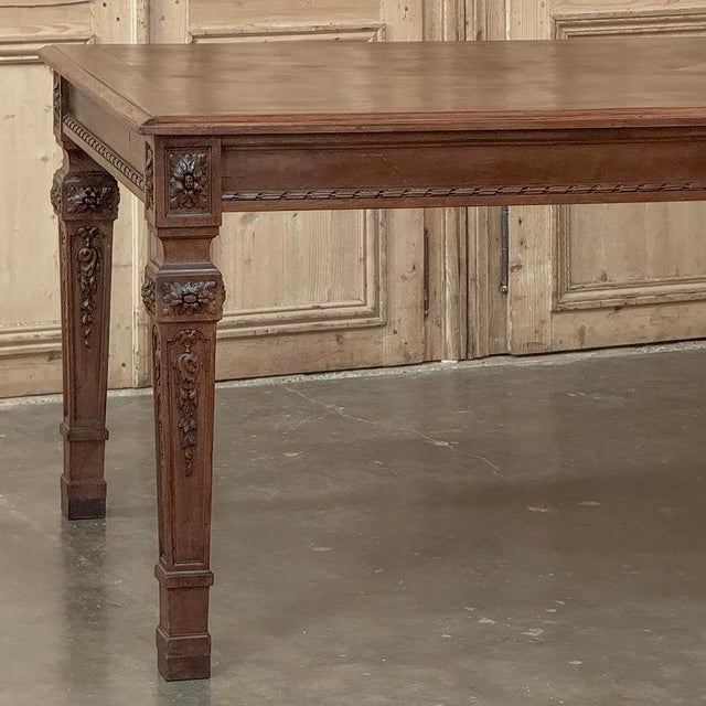 French Louis XVI Style Walnut Dining Table With Parquetry Top For Sale - Image 15 of 18