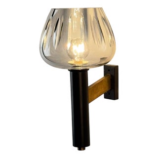 Brass and Cut-Glass Wall Sconce attributed to Gardella, 1950s For Sale