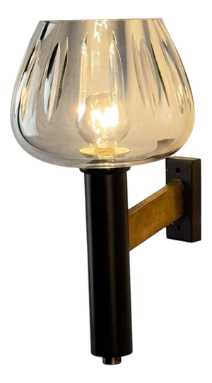Brass and Cut-Glass Wall Sconce attributed to Gardella, 1950s