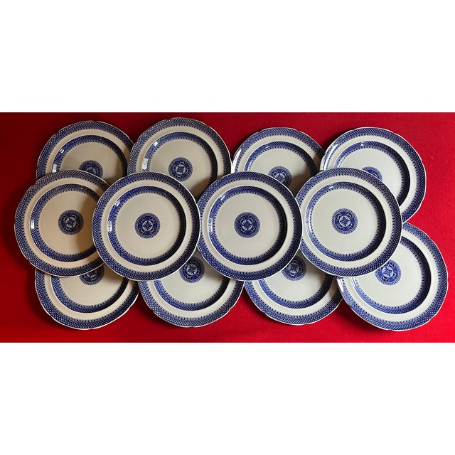 Antique 19th Century Copeland Spode New Stone Blue & White Chinese Export Fitzhugh Style Dinner Plates - Set of 12 For Sale - Image 13 of 14