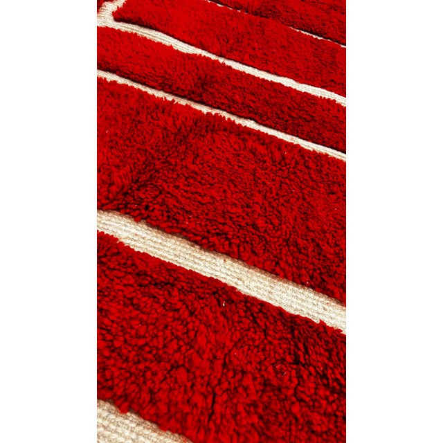 Moroccan Artist Graphic Red Moroccan Berber Rug For Sale - Image 4 of 14