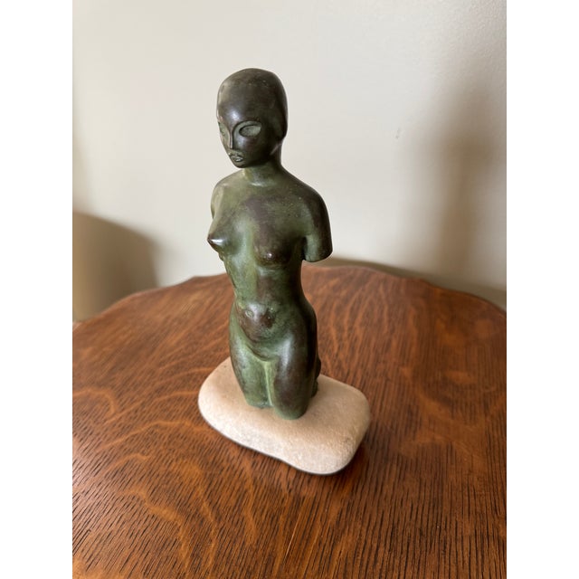 Art Deco Bronze Art Deco Stylized Female Torso Sculpture For Sale - Image 3 of 6