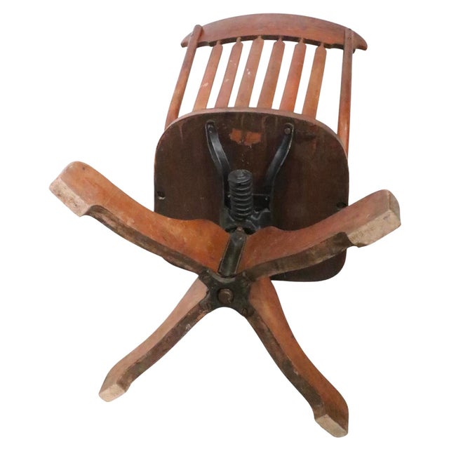 Late 19th Century Victorian Oak Swivel Desk Chair For Sale - Image 11 of 14