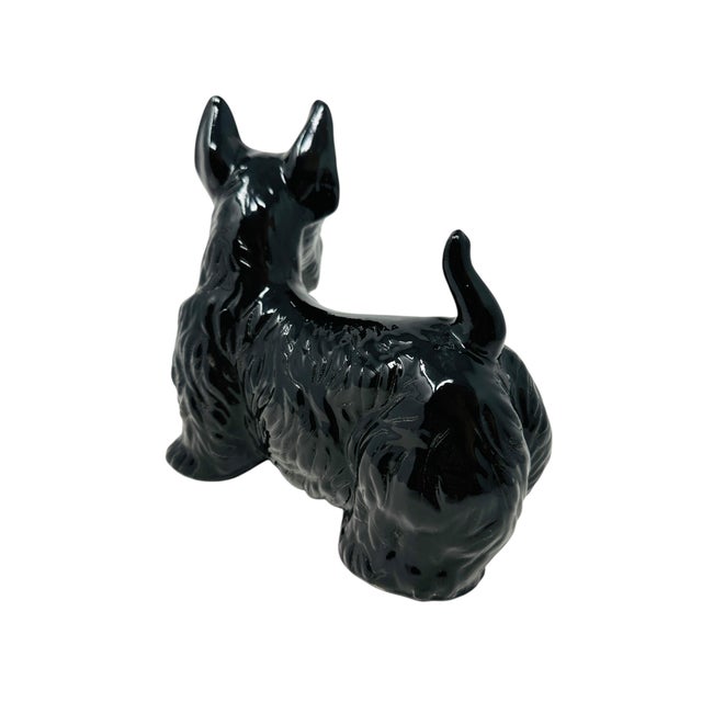 Rare VTG Black Ceramic Scottie Dog Figurine With White Highlights | Mid-Century Japanese Scottish Terrier Decor | Unique "Dc" Mark For Sale In Tampa - Image 6 of 13