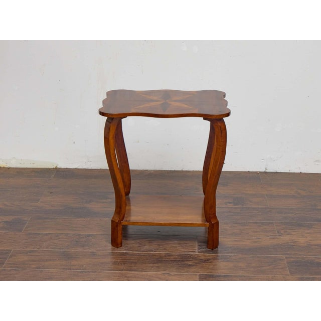 Austrian Biedermeier 19th Century Walnut Side Table With Star Marquetry Top For Sale - Image 11 of 11
