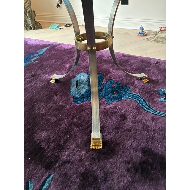 Mid-Century Modern 1960s Single Brass and Steel Glass End/Side Table For Sale - Image 3 of 5