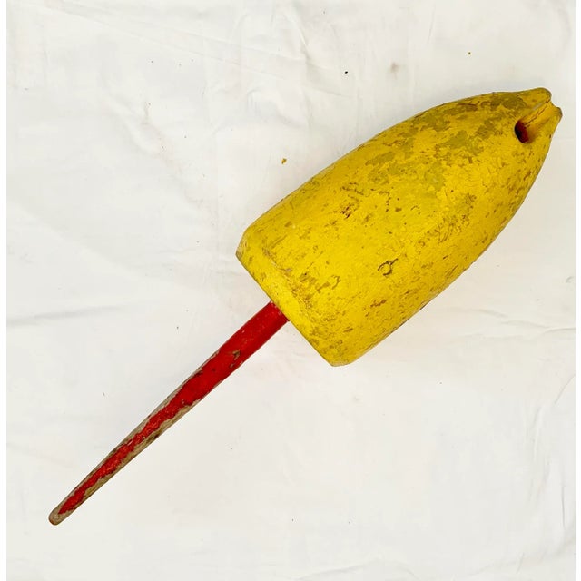 Mid 20th Century Red & Yellow Wood Buoys, S/2 For Sale - Image 5 of 9