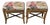 Pair of Vintage Painted Gold Bamboo Stools in Regal Fabrics “Zen Toile” Upholstery For Sale