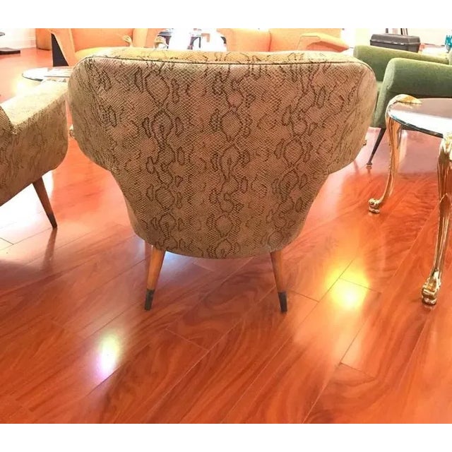 Italian Mid-Century Modern Club Chairs With Faux Snake Skin - a Pair For Sale - Image 9 of 9