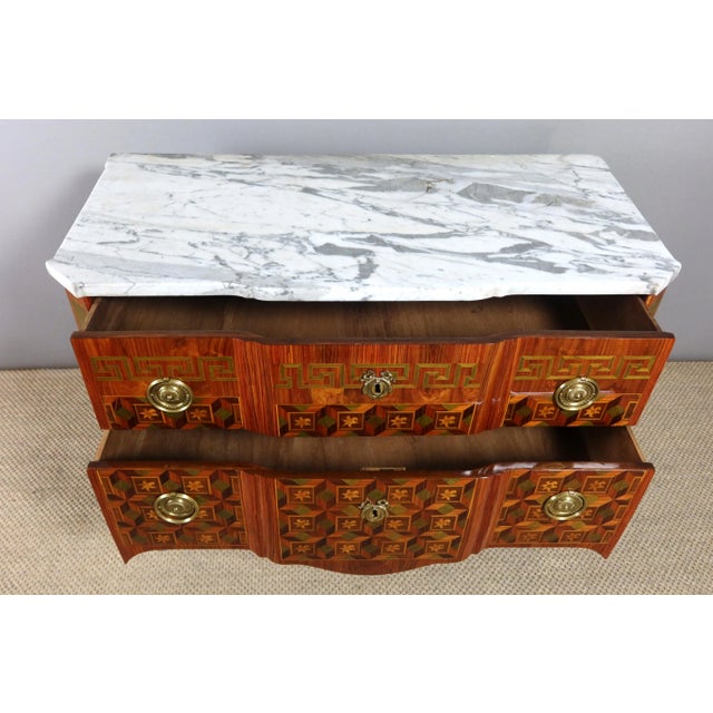Wood Antique Marquetry Chest of Drawers For Sale - Image 7 of 13