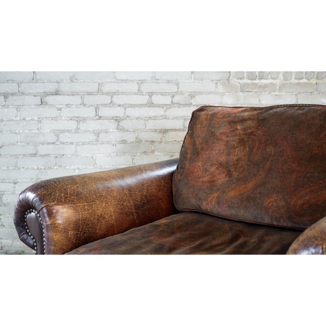 Ralph Lauren Leather and Paisley Velvet Club Chair For Sale - Image 9 of 16