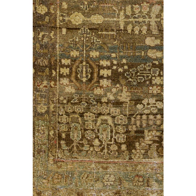 Vintage Turkish Runner Rug c1930 Dimensions: 3'4" x 15'7" Colors: Gold, olive, chocolate, slate Material: Wool Pile: Low...