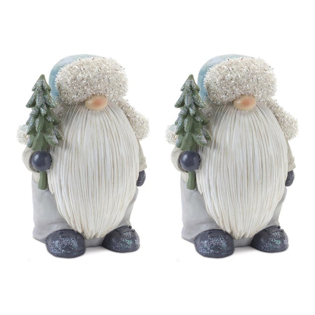 Kenneth Ludwig Chicago Gnome with Pine Tree Figurine (Set of 2) For Sale - Image 4 of 4