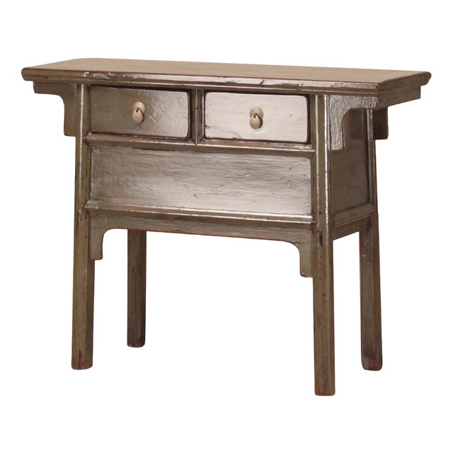 Grey Lacquer Two Drawer Side Table, 1920s For Sale