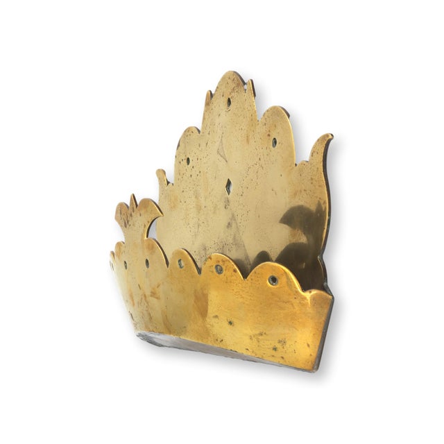 Victorian Brass Crown Wall Pocket For Sale - Image 4 of 5