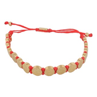 Strength & Luck Red Gold Adjustable Unisex Bracelet For Sale