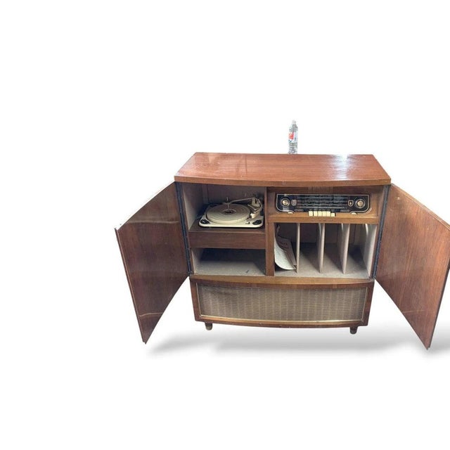 Brown Vintage Walnut Radio Cabinet, 1950s For Sale - Image 8 of 9