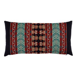 Schumacher Vinka Embroidery Pillow in Red & Black For Sale