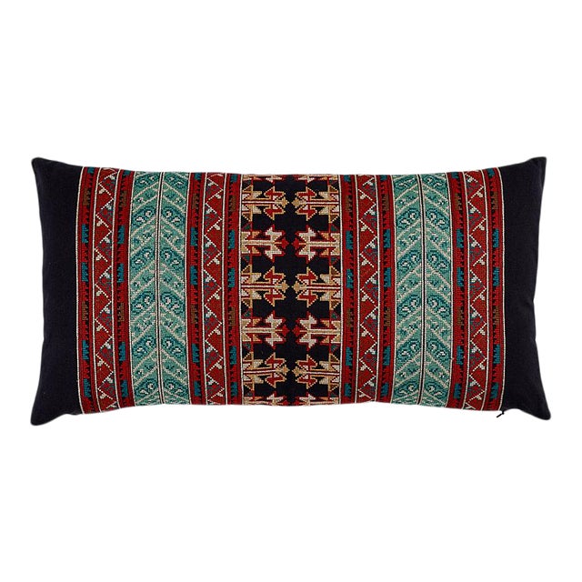 Schumacher Vinka Embroidery Pillow in Red & Black For Sale