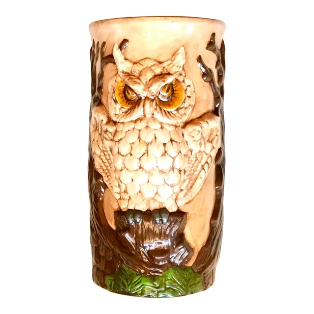 1970s Ceramic Owl Umbrella Stand Chairish