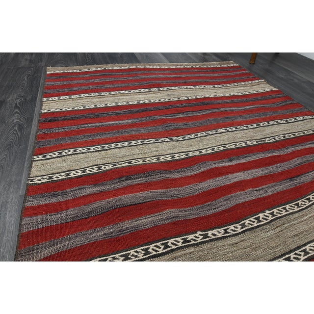 1970s Vintage Turkish Oushak Handmade Wool Cotton Red Runner Rug For Sale In San Francisco - Image 6 of 11