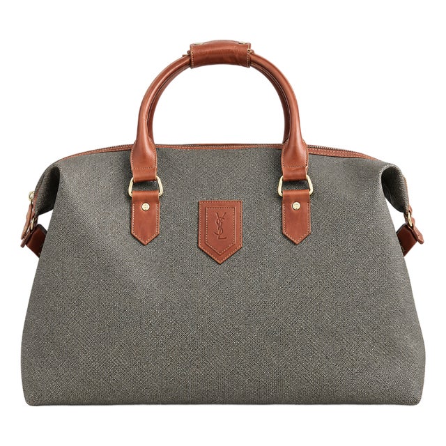 Vintage Yves Saint Laurent Monogram Coated Canvas Weekender Bag For Sale
