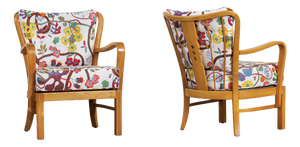 Vintage Danish Chairs with Elm Frames from Fritz Hansen, 1940s, Set of 2