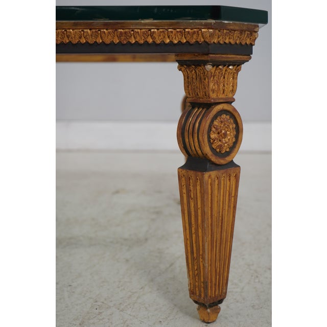 Stunning Vintage Neoclassical Glass Top Coffee Table For Sale - Image 4 of 13