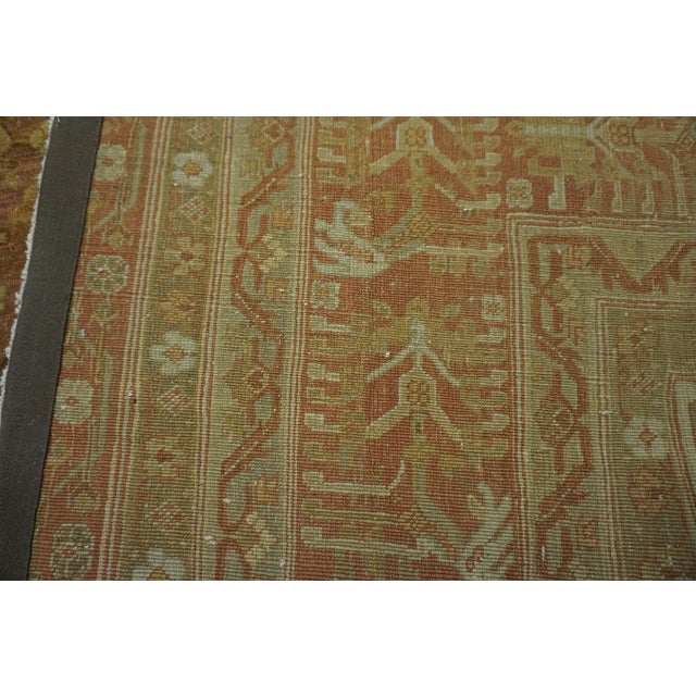 1890s Pink Rose Diamond Antique Indian Agra Rug 15' X 19'6" Handknotted Wool Carpet For Sale In New York - Image 6 of 6