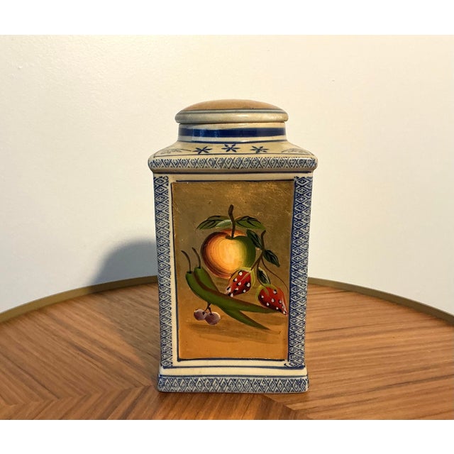 Vintage Chinese Hand-Painted Fruit Ginger Jar With Lid, 9” For Sale In New York - Image 6 of 12