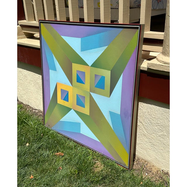 Mid-Century Modern 1978 Large Hard Edge Acrylic Painting by Milburn Smith For Sale - Image 3 of 4